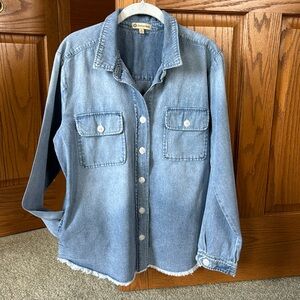 Ladies Democracy oversized denim shirt. Size Medium